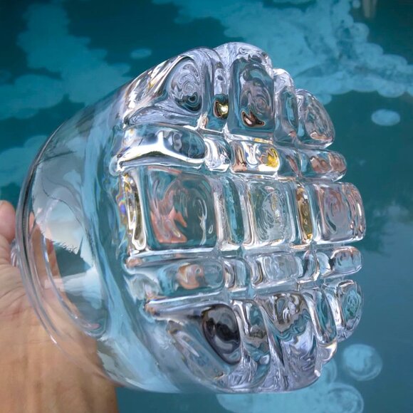 Stunning ORREFORS Heavy Thick Based Cube Cut Lead Crystal Swedish Decanter with - Picture 9 of 10